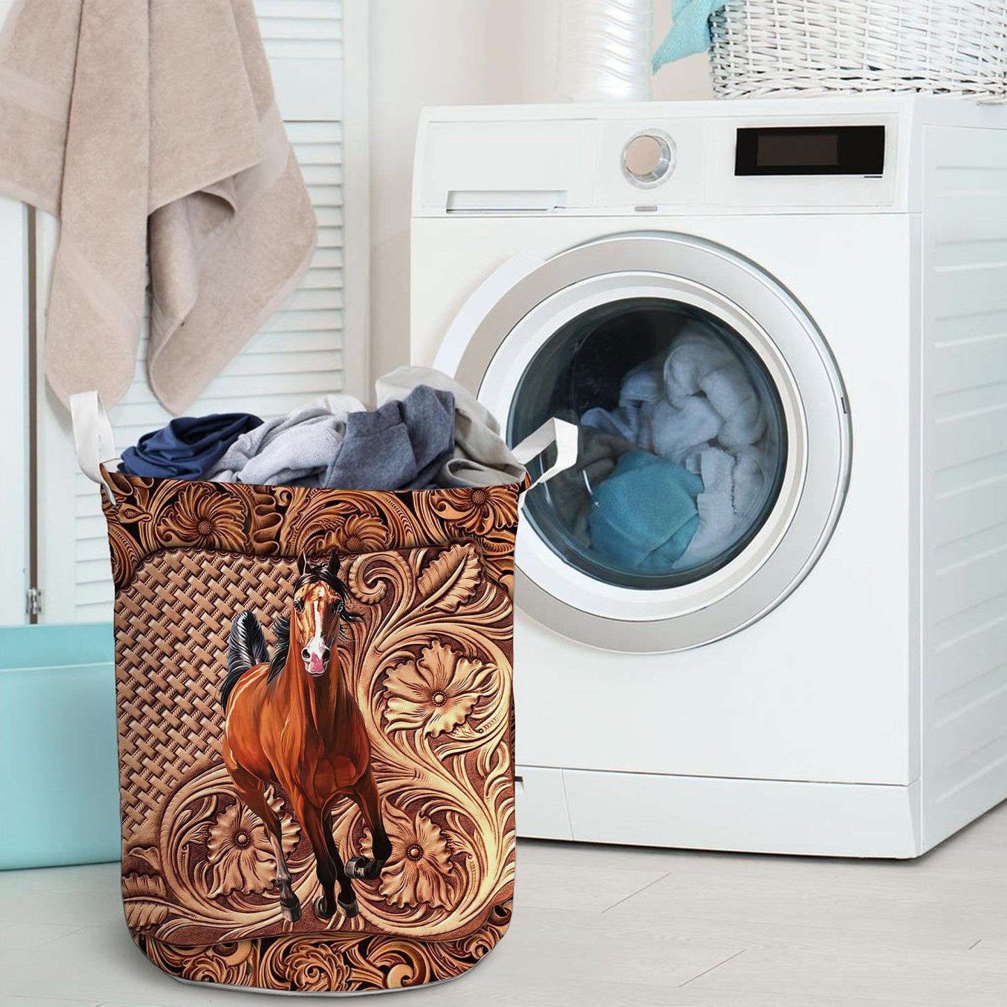 Western Horse - Horse Riding Lover - Horse Owner Laundry Basket 0921