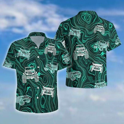 Green Virtual Pattern Car Hawaiian Shirt 0523