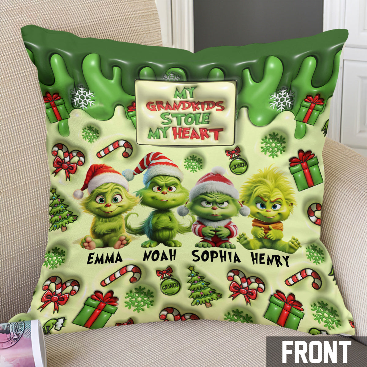 My Grandkids Stole My Heart - Personalized Grandma Throw Pillow