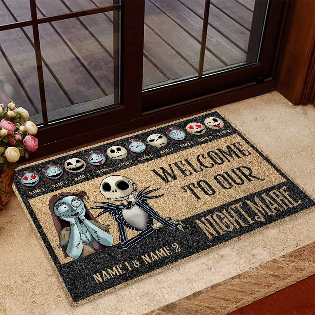 Welcome To Our Nightmare - Personalized Mother's Day Father's Day Nightmare Doormat With Coir Pattern Print