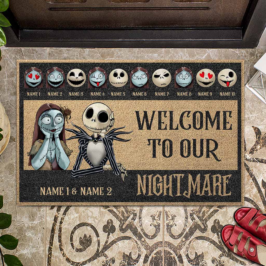 Welcome To Our Nightmare - Personalized Mother's Day Father's Day Nightmare Doormat With Coir Pattern Print