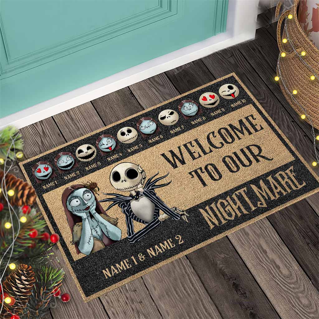 Welcome To Our Nightmare - Personalized Mother's Day Father's Day Nightmare Doormat With Coir Pattern Print