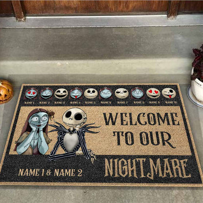 Welcome To Our Nightmare - Personalized Mother's Day Father's Day Nightmare Doormat With Coir Pattern Print