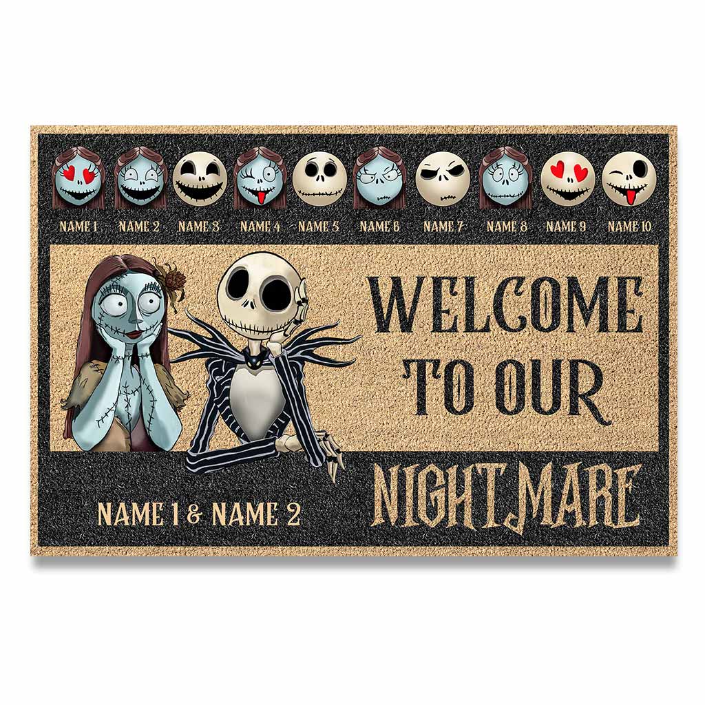 Welcome To Our Nightmare - Personalized Mother's Day Father's Day Nightmare Doormat With Coir Pattern Print