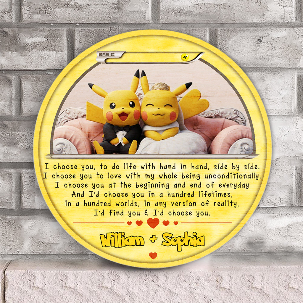 I Choose You - Personalized Monster Trainer Round Wood Sign