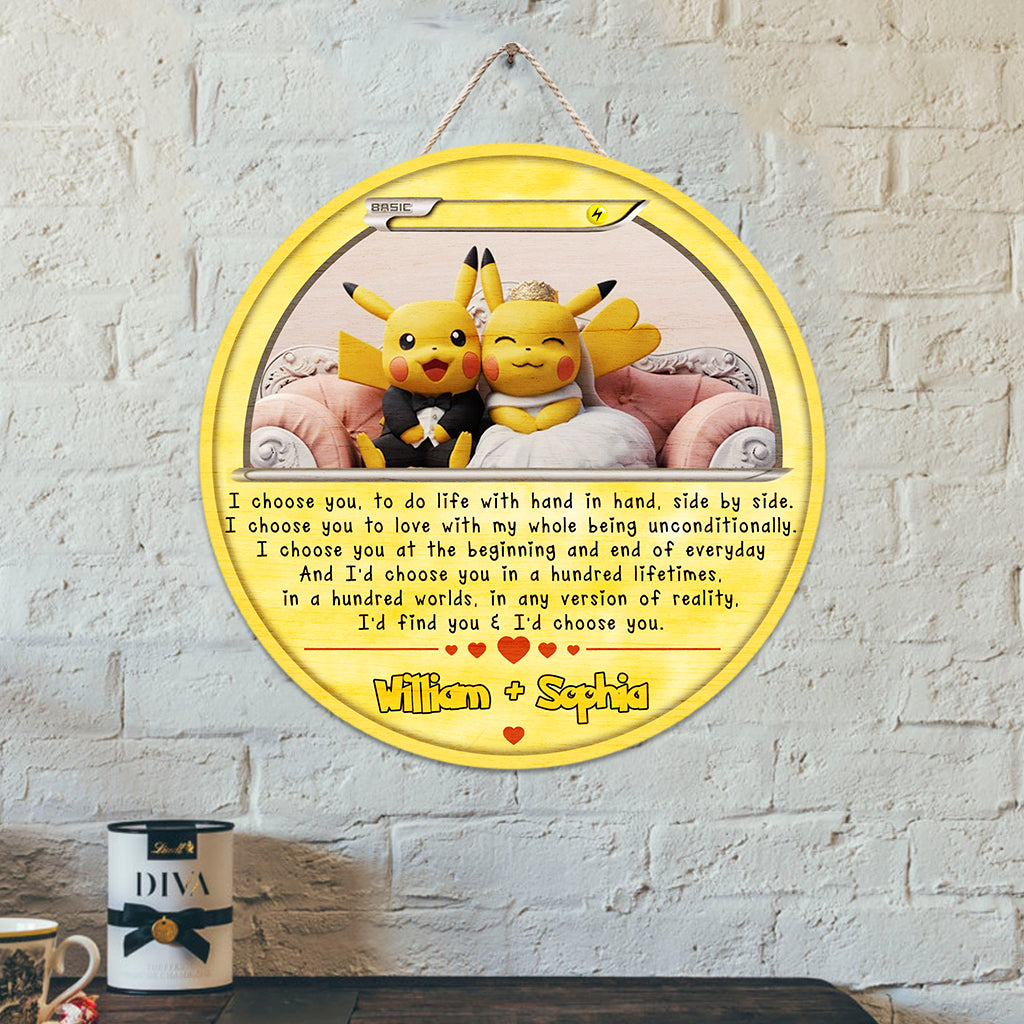 I Choose You - Personalized Monster Trainer Round Wood Sign