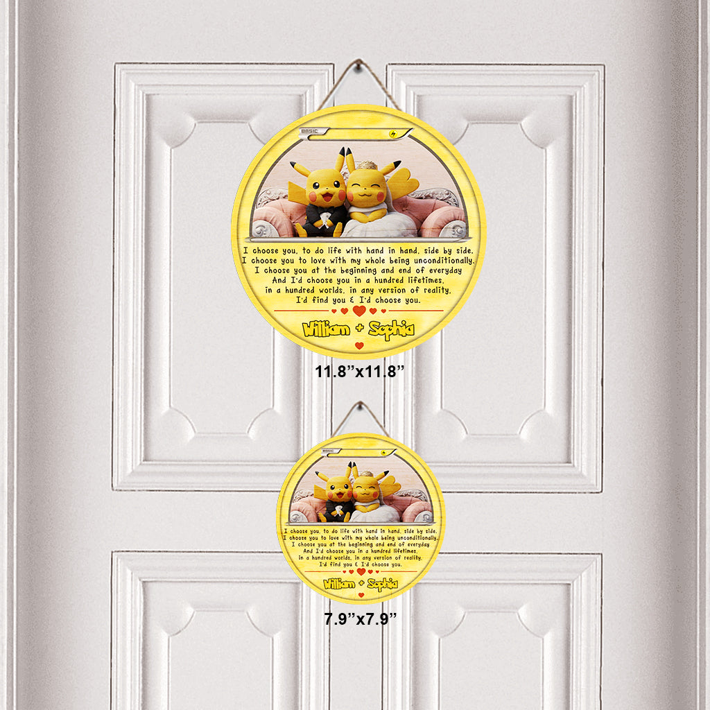 I Choose You - Personalized Monster Trainer Round Wood Sign