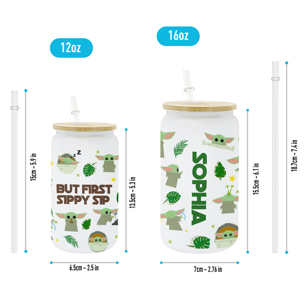 But First Sippy Sip - Personalized The Force Can Glass