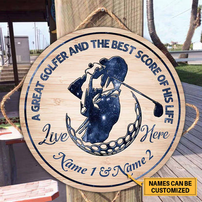 A Great Golfer - Golf Personalized Round Wood Sign