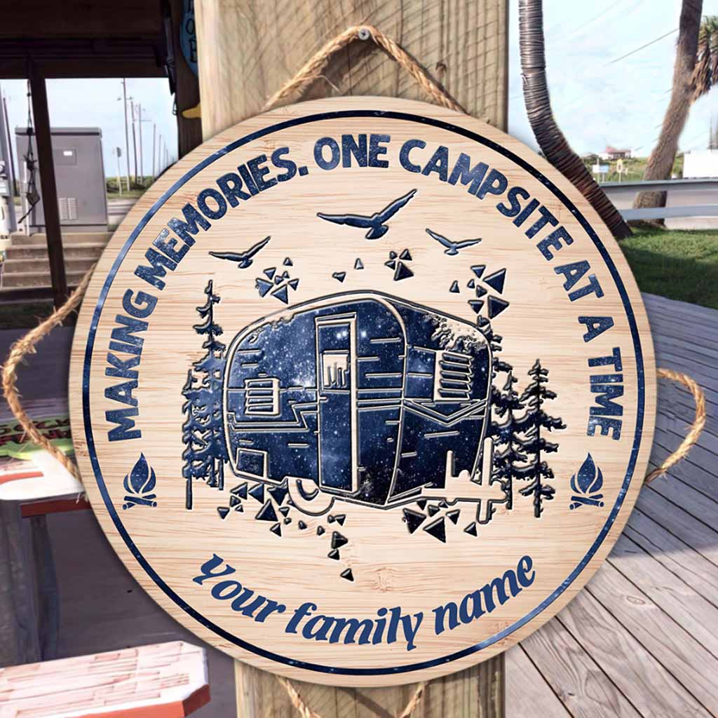 Making Memories  - Camping Personalized Round Wood Sign