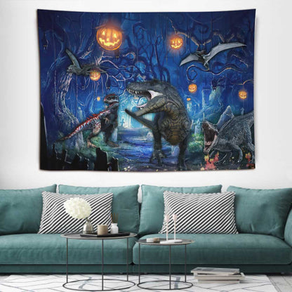 The Most Beautiful Time - Halloween Dinosaur Wall Tapestry