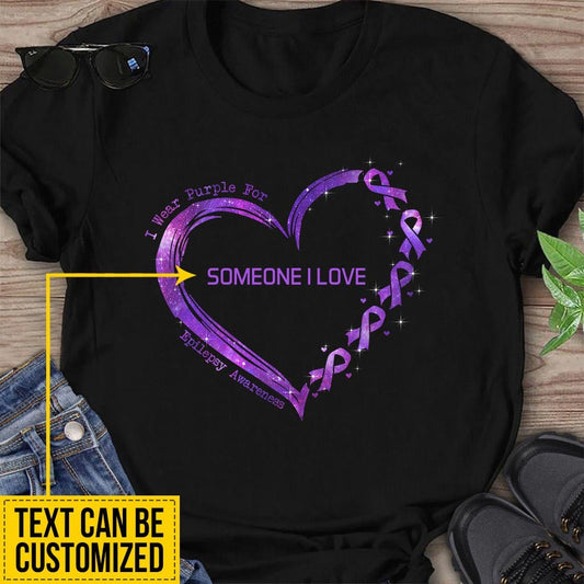 I Wear Purple For Someone I Love Heart - Epilepsy Awareness Personalized T-shirt And Hoodie