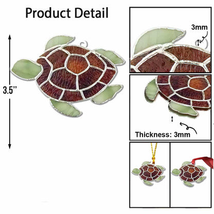 Brown Turtle - Christmas Turtle Ornament (Printed On Both Sides)