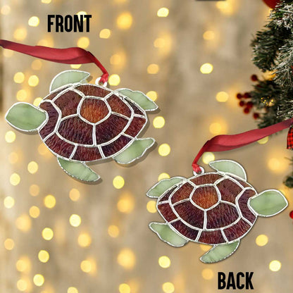 Brown Turtle - Christmas Turtle Ornament (Printed On Both Sides)