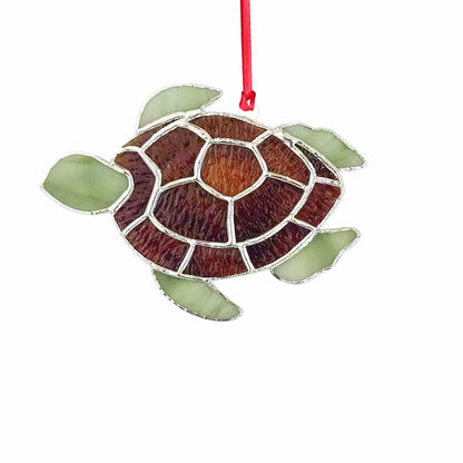 Brown Turtle - Christmas Turtle Ornament (Printed On Both Sides)