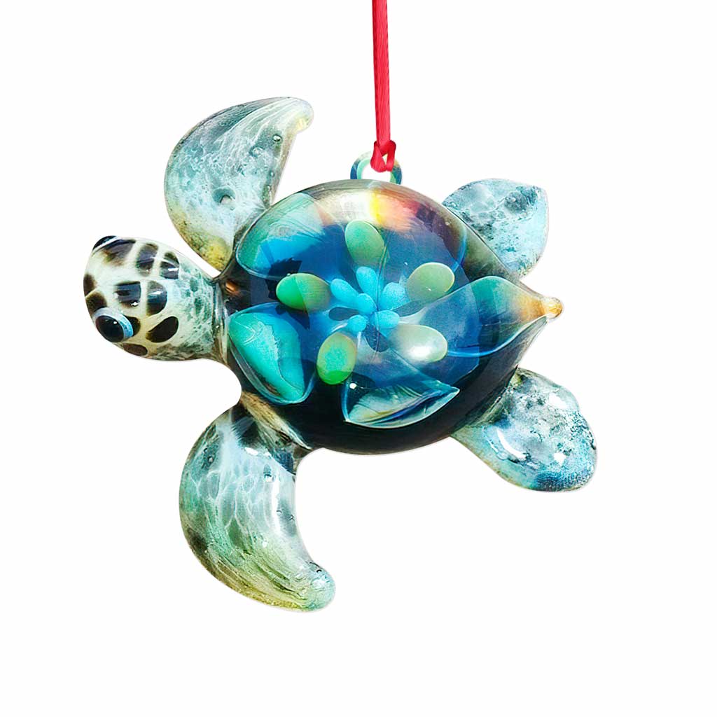 Flower Turtle - Christmas Turtle Ornament (Printed On Both Sides)