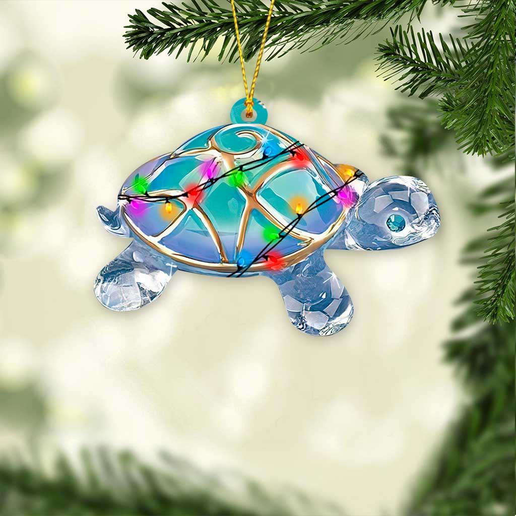 Blue Turtle 2 - Christmas Turtle Ornament (Printed On Both Sides)