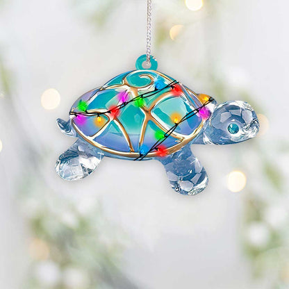 Blue Turtle 2 - Christmas Turtle Ornament (Printed On Both Sides)