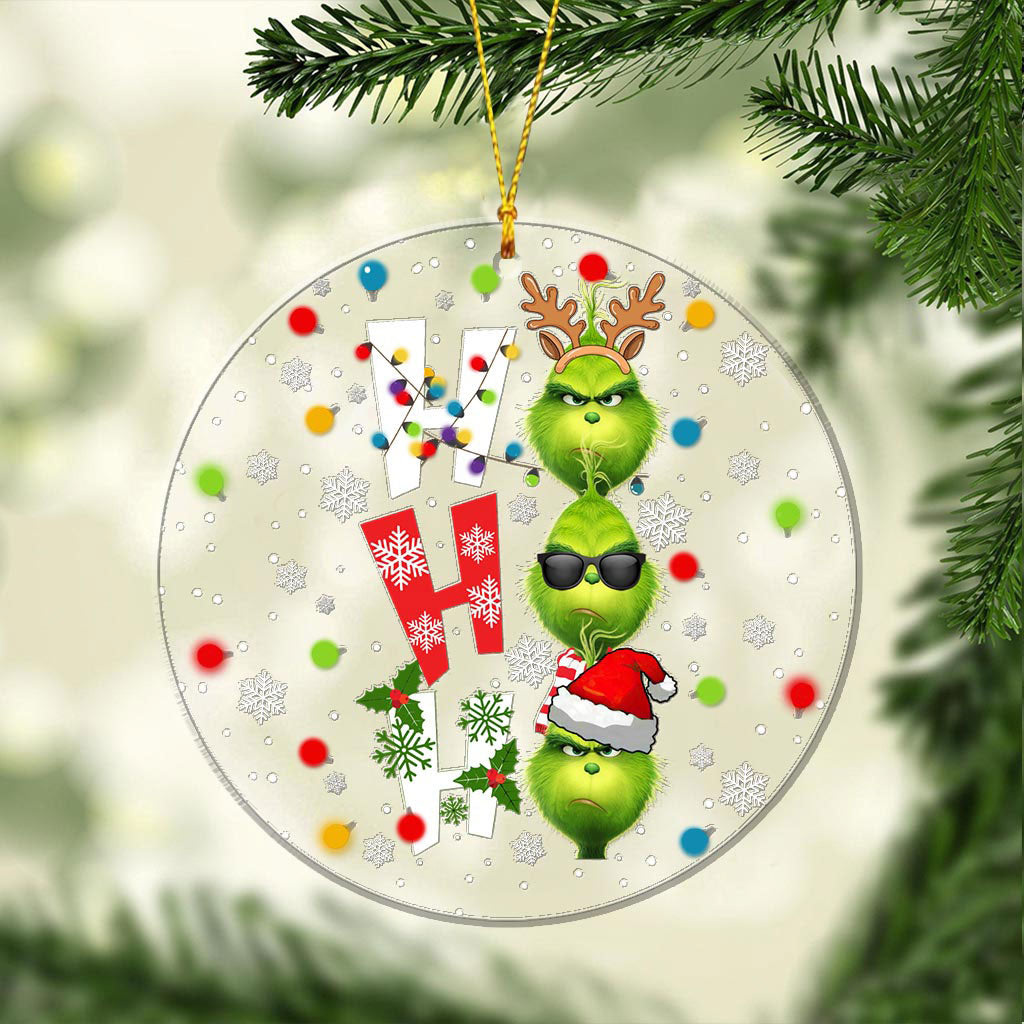 Ho Ho Ho Green - Christmas Stole Transparent Ornament