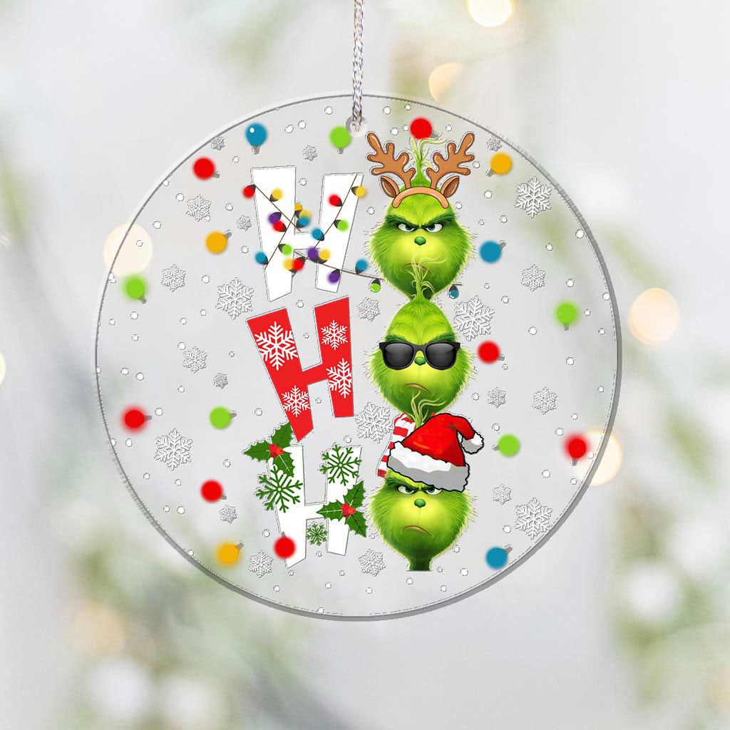 Ho Ho Ho Green - Christmas Stole Transparent Ornament