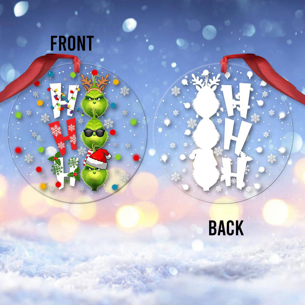 Ho Ho Ho Green - Christmas Stole Transparent Ornament