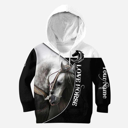 Love Horses Black And White - Personalized Hoodie and Leggings