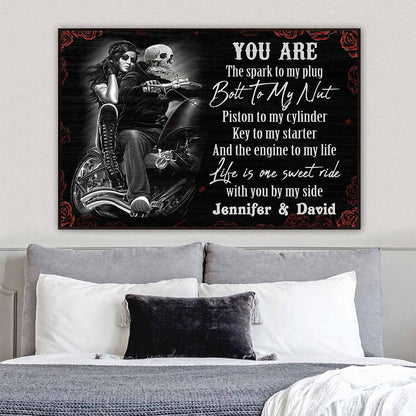 You Are The Spark To My Plug Motorcycle Couple - Personalized Biker Poster