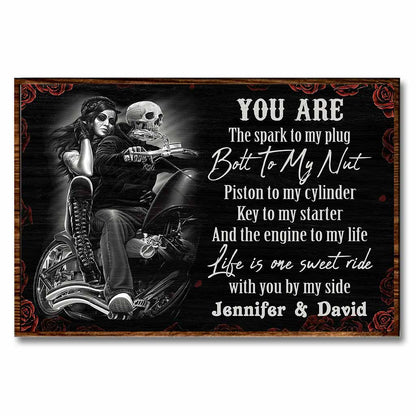 You Are The Spark To My Plug Motorcycle Couple - Personalized Biker Poster