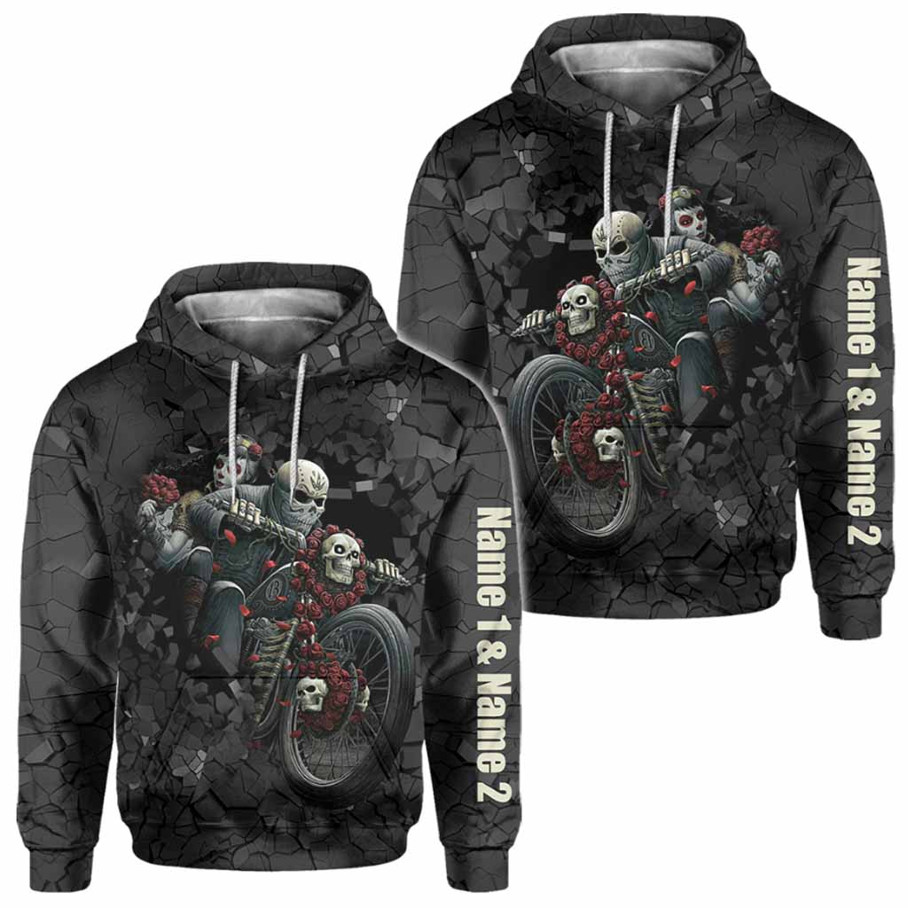 Motorcycle Couple Hoodie 3D For Him - Personalized Biker All Over T-shirt and Hoodie