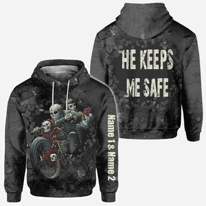 Motorcycle Couple Hoodie 3D For Him - Personalized Biker All Over T-shirt and Hoodie