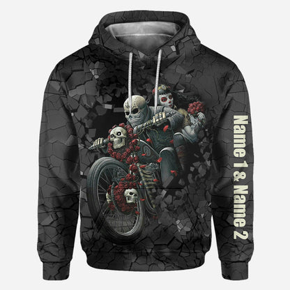 Motorcycle Couple Hoodie 3D For Him - Personalized Biker All Over T-shirt and Hoodie