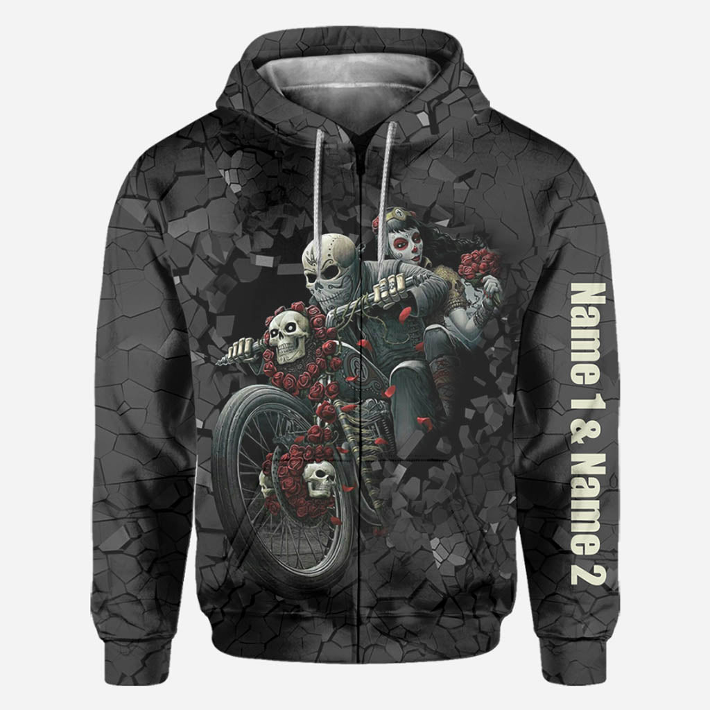 Motorcycle Couple Hoodie 3D For Him - Personalized Biker All Over T-shirt and Hoodie