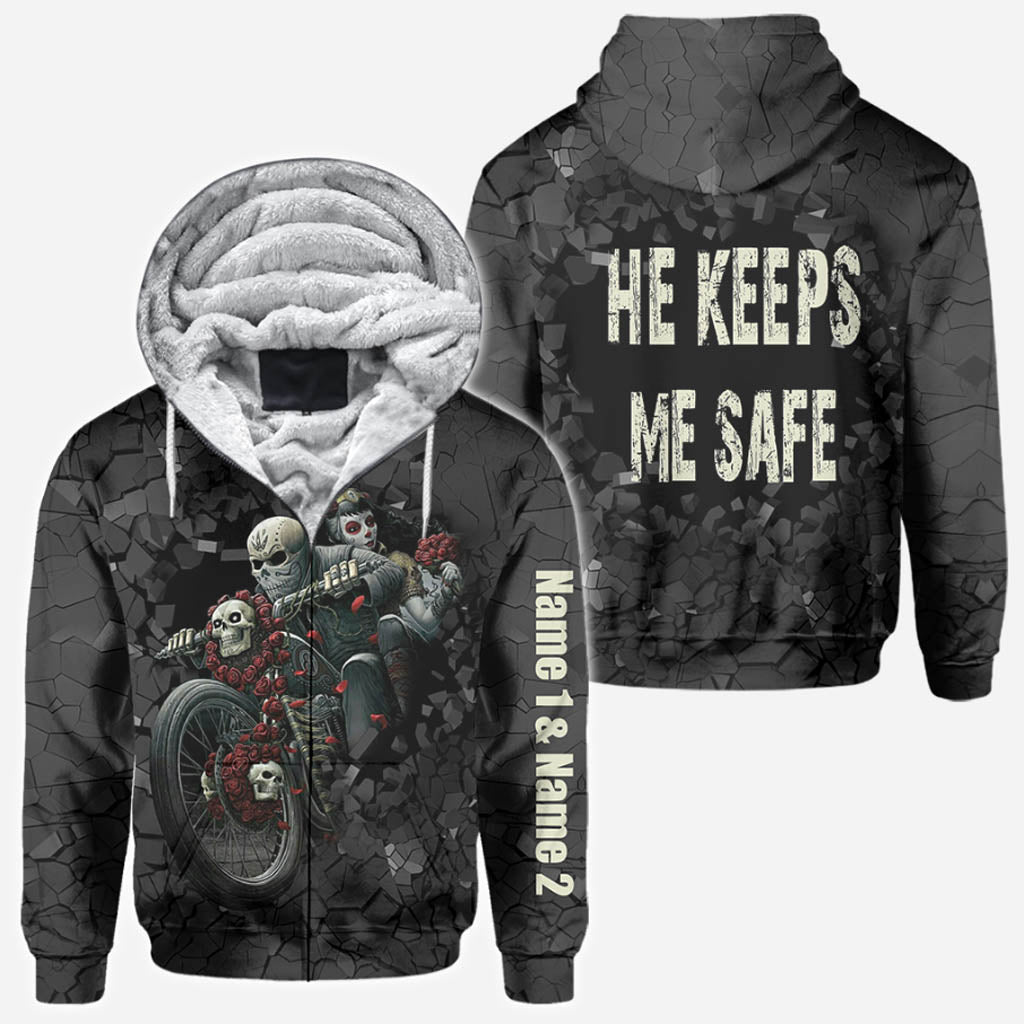 Motorcycle Couple Hoodie 3D For Him - Personalized Biker All Over T-shirt and Hoodie