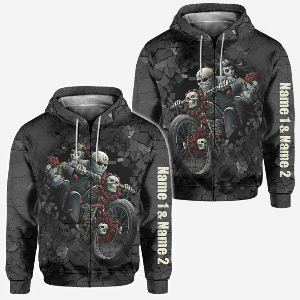 Motorcycle Couple Hoodie 3D For Him - Personalized Biker All Over T-shirt and Hoodie