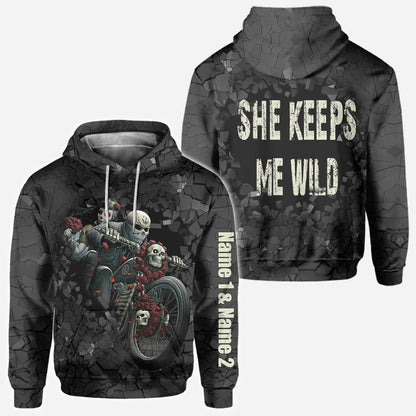 Motorcycle Couple Hoodie 3D For Him - Personalized Biker All Over T-shirt and Hoodie