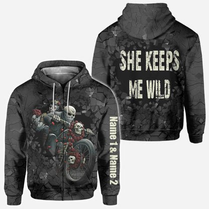 Motorcycle Couple Hoodie 3D For Him - Personalized Biker All Over T-shirt and Hoodie