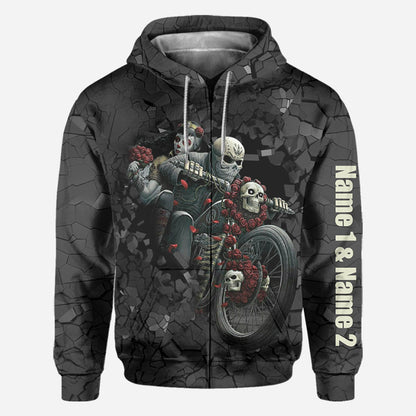 Motorcycle Couple Hoodie 3D For Him - Personalized Biker All Over T-shirt and Hoodie