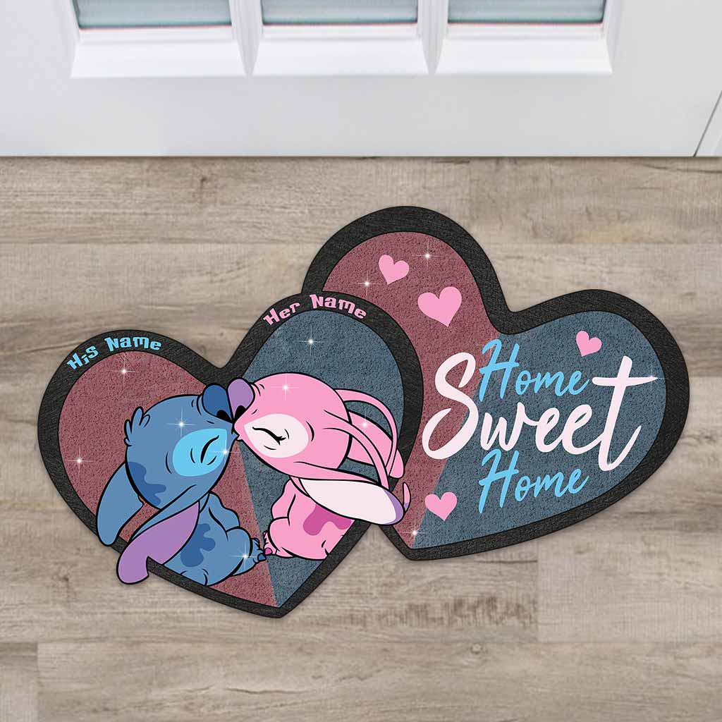 Home Sweet Home - Personalized Couple Ohana Shaped Doormat