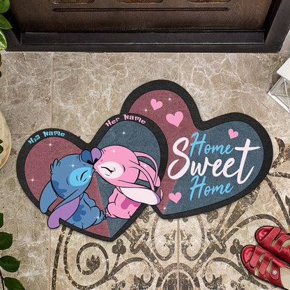 Home Sweet Home - Personalized Couple Ohana Shaped Doormat