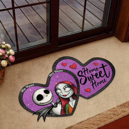 Home Sweet Home - Personalized Couple Nightmare Shaped Doormat