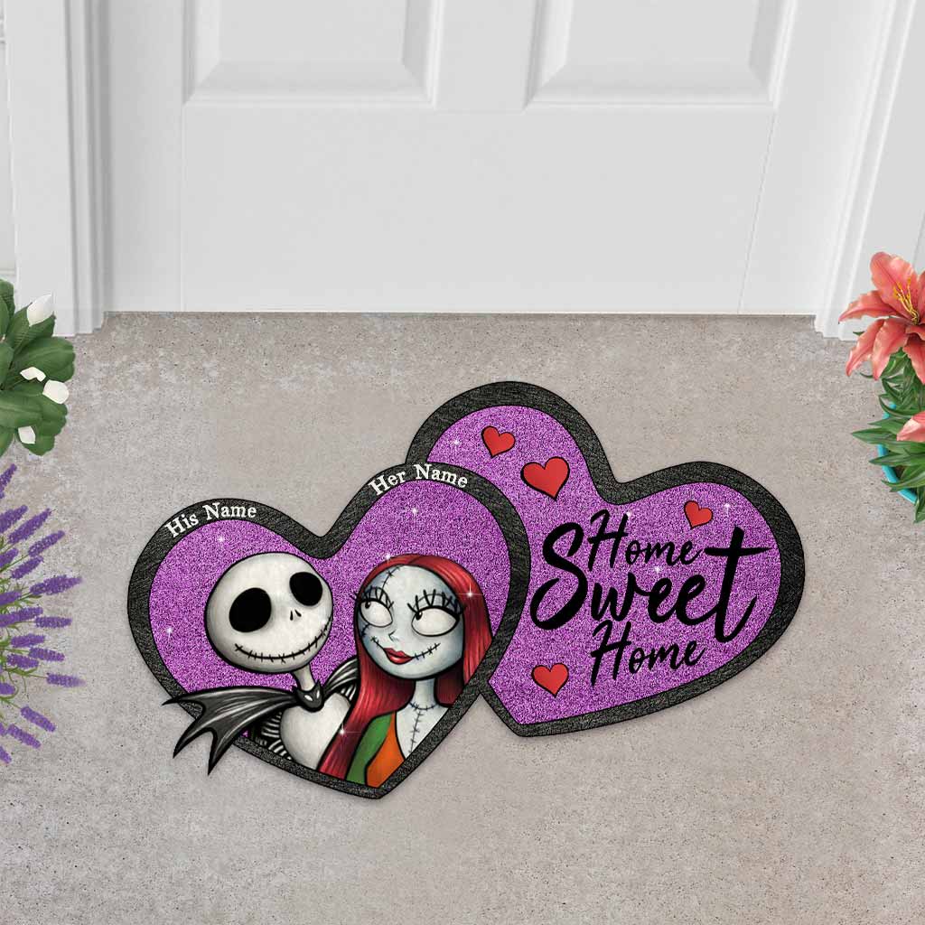 Home Sweet Home - Personalized Couple Nightmare Shaped Doormat