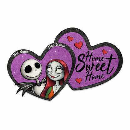 Home Sweet Home - Personalized Couple Nightmare Shaped Doormat