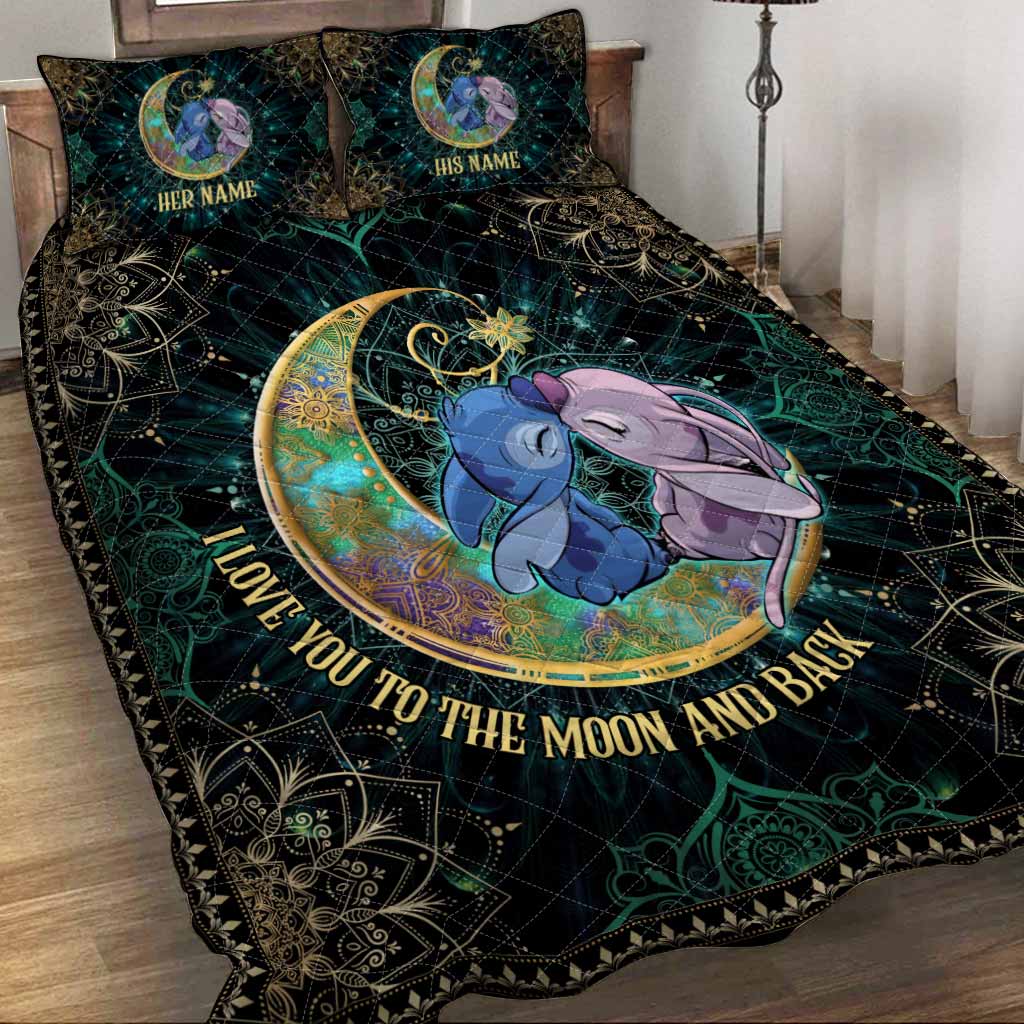 I Love You To The Moon And Back - Personalized Quilt Set