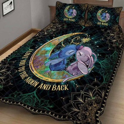 I Love You To The Moon And Back - Personalized Quilt Set