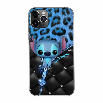 Ohana - Personalized Phone Case With Leather Pattern Print