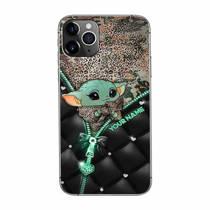 Too Cute I Am - Personalized The Force Phone Case With Leather Pattern Print