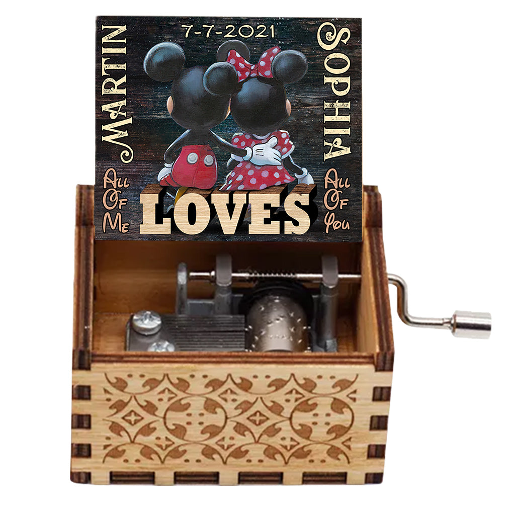 All Of Me Loves All Of You - Personalized Couple Hand Crank Music Box