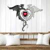 Dragon Heart Rhinestone Pattern Print Cut Metal Sign