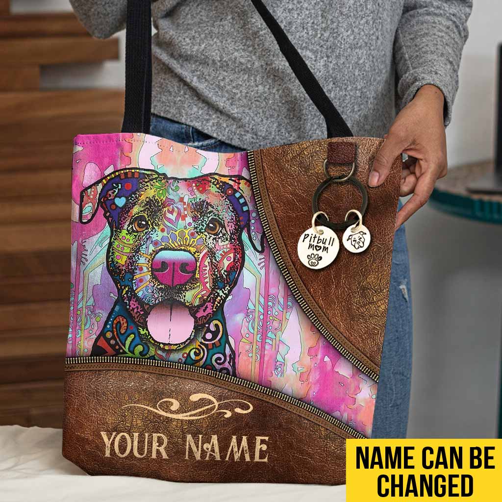 Dog Mom - Pitbull Personalized  Tote Bag