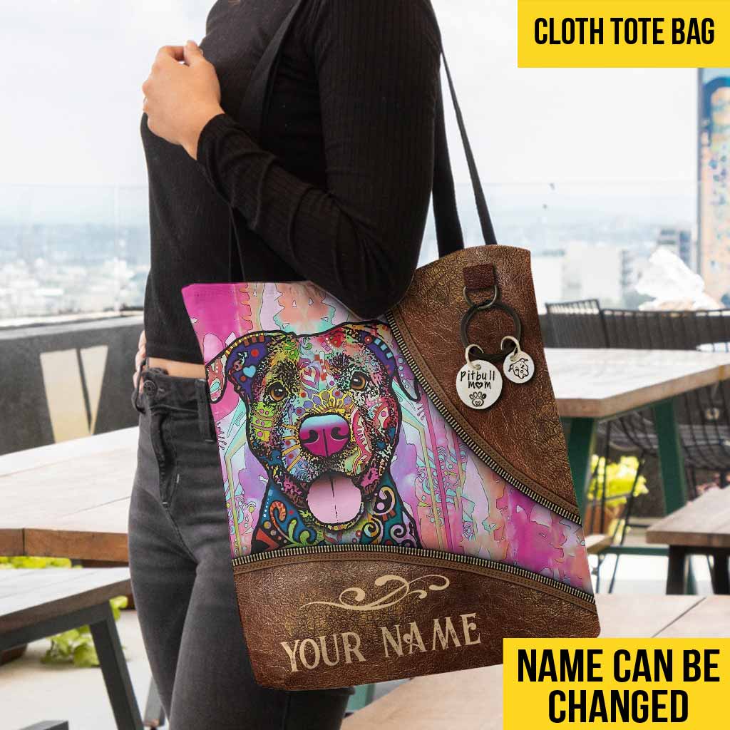 Dog Mom - Pitbull Personalized  Tote Bag